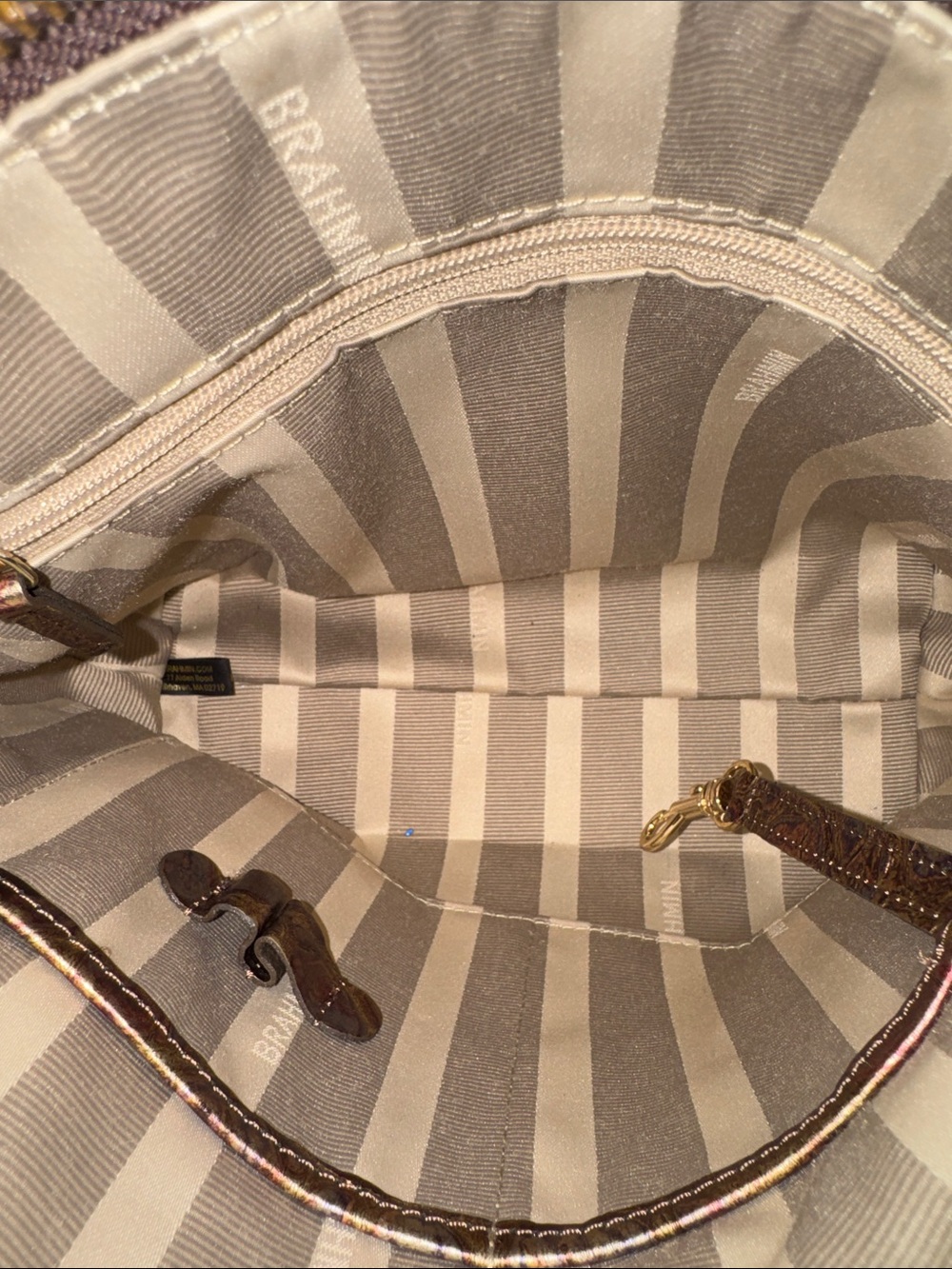 Brahmin Bag Supernova Melbourne Lorelei Bronze Metallic Croc-Embossed Crossbody - Picture 12 of 17